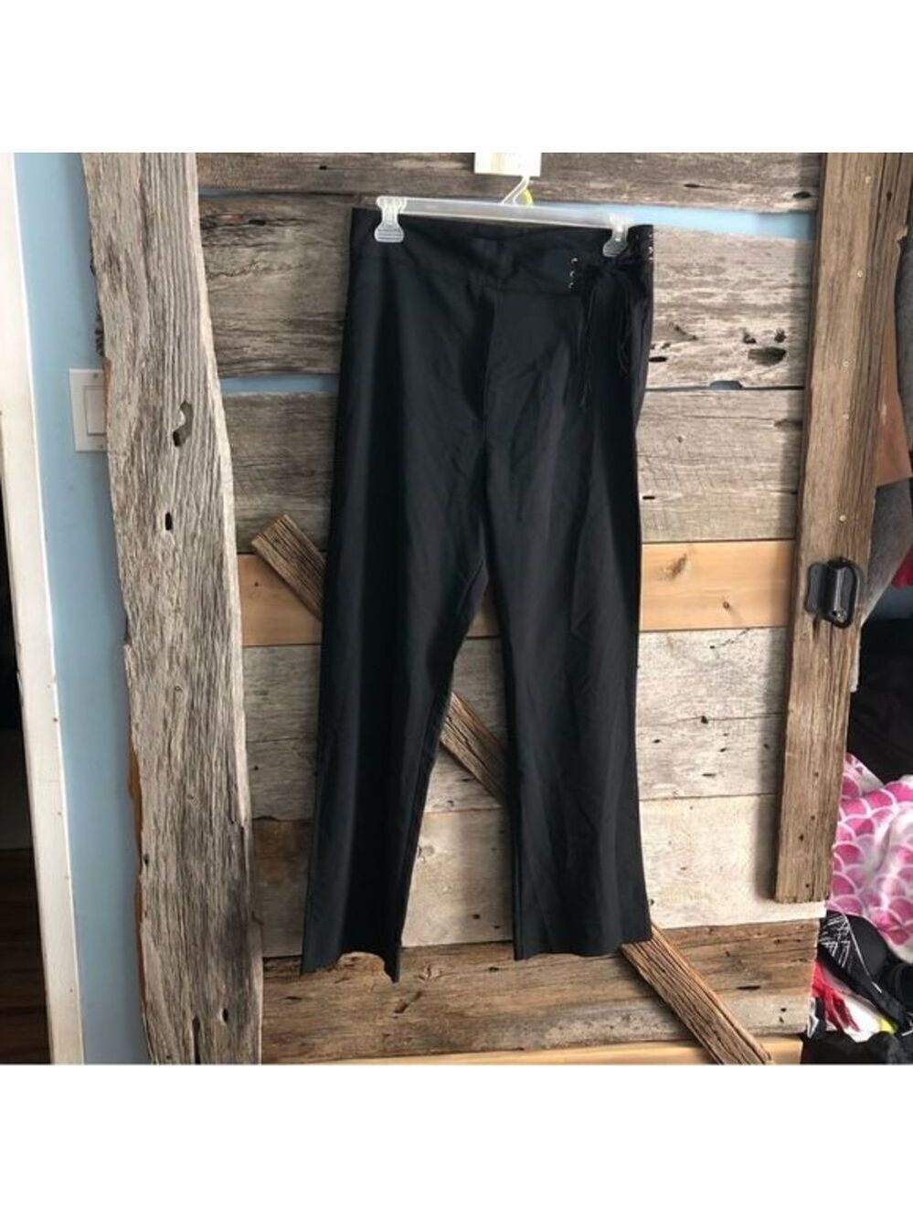 VINTAGE Penman's Size Large Black Faux Suede Tie Up Belt Dress Pants